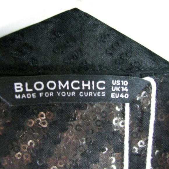 NWT BloomChic black geometric sheer top 10/M - Picture 7 of 11